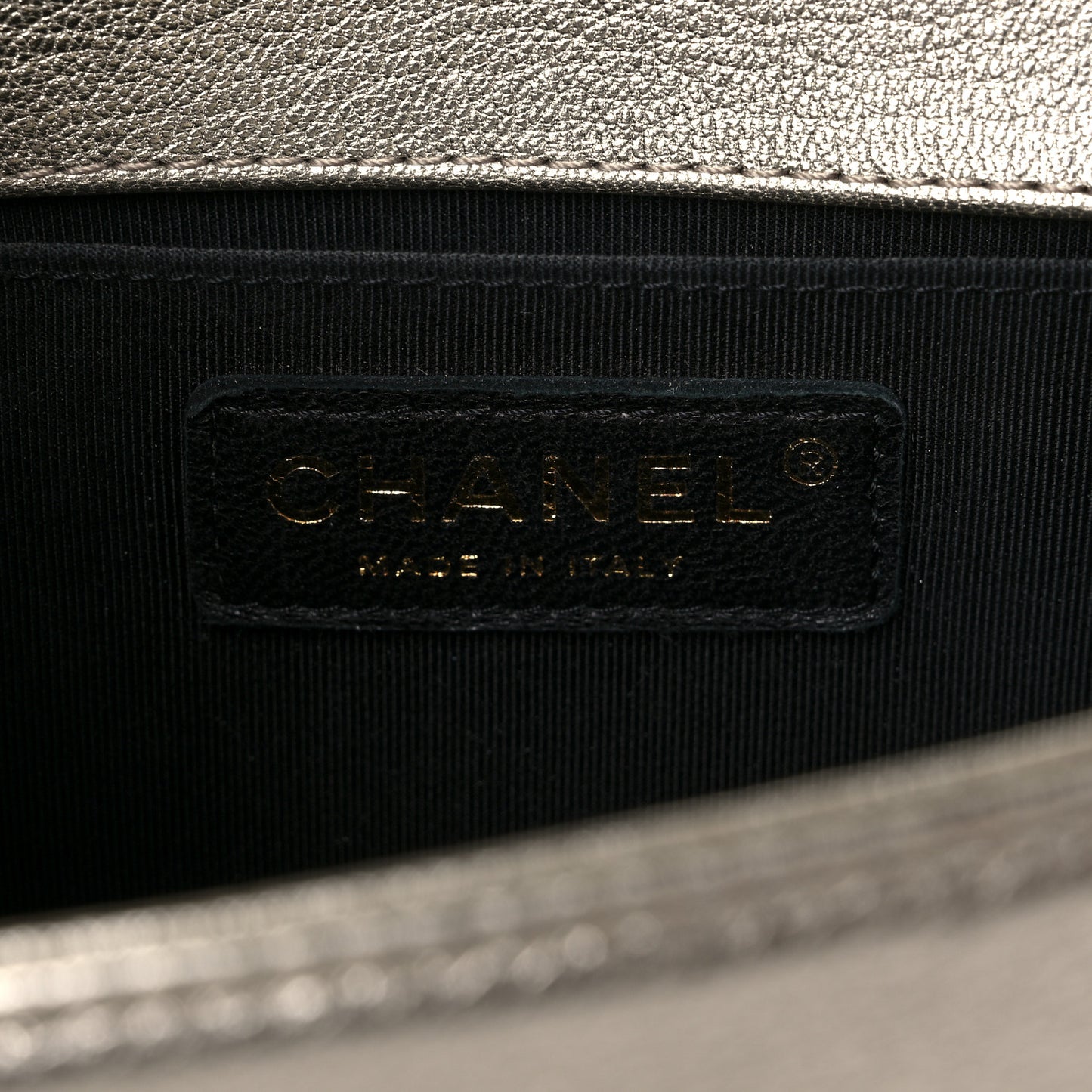 Metallic Goatskin Calfskin Small Boy Flap Gold Black