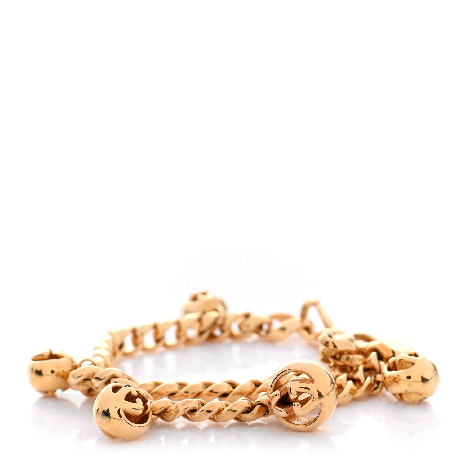 Gucci Metal GG Logo Charm Bracelet Gold 1 of 4