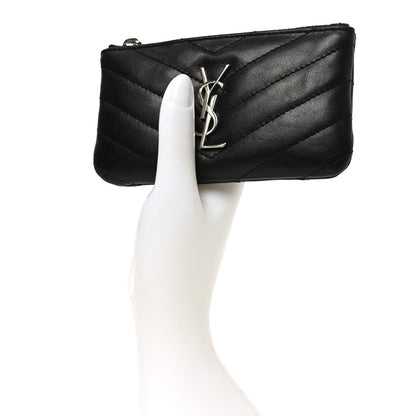 Saint Laurent Calfskin Matelasse Monogram Key Pouch Black 2 of 7
