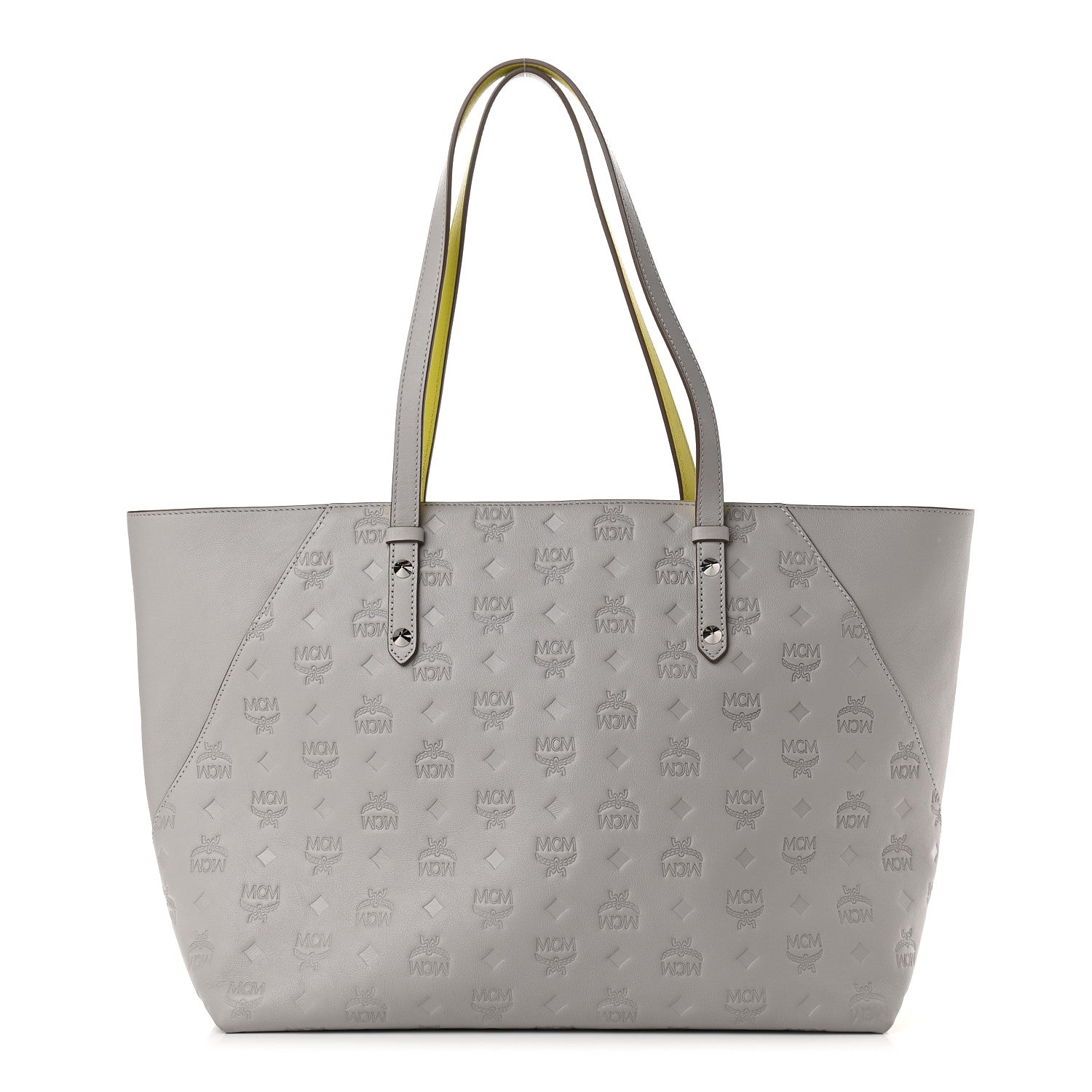 MCM Calfskin Ottomar Monogram Medium Klara Shopper Tote Dove 1 of 9