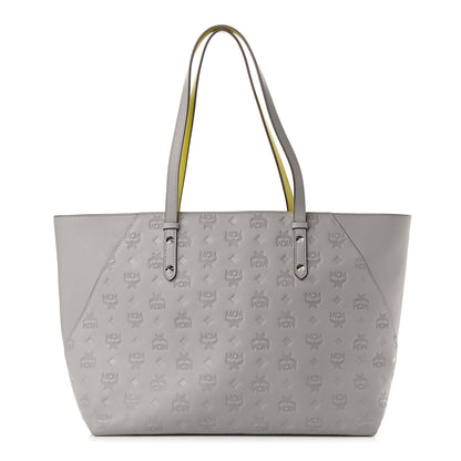 MCM Calfskin Ottomar Monogram Medium Klara Shopper Tote Dove 1 of 9