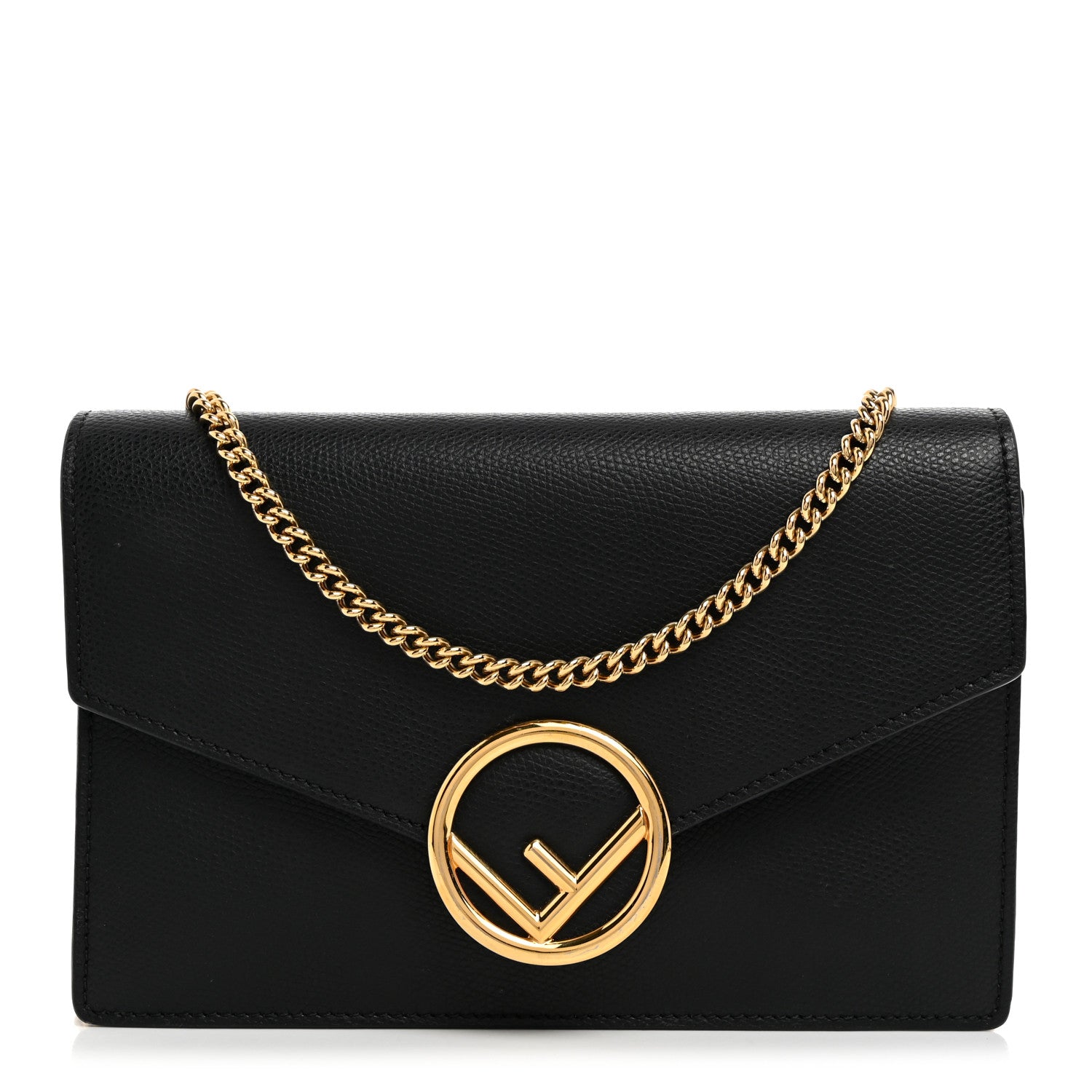 Fendi Vitello Cruise F is Fendi Medium Envelope Wallet on Chain Black 1 of 10