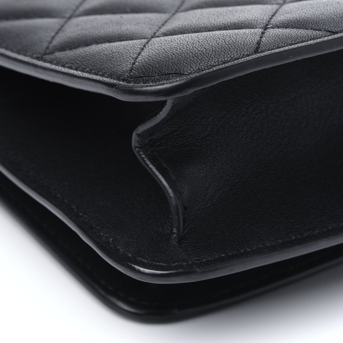 Goatskin Quilted Large CC Box Flap Black