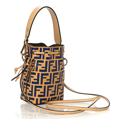 Fendi Vitello Liberty F is Fendi Bi-Color FF 1974 Embossed Mini Mon Tresor Bucket Bag Savana Blue Elettrico 2 of 18