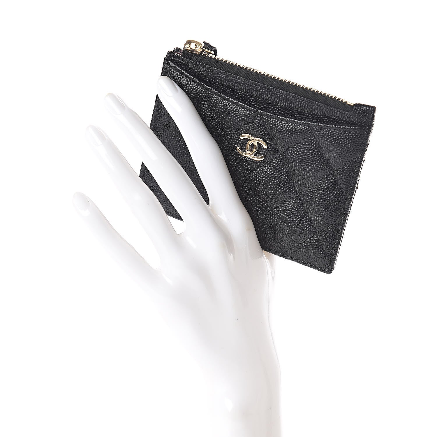 Chanel Caviar Quilted CC Zip Card Holder Black 2 of 9