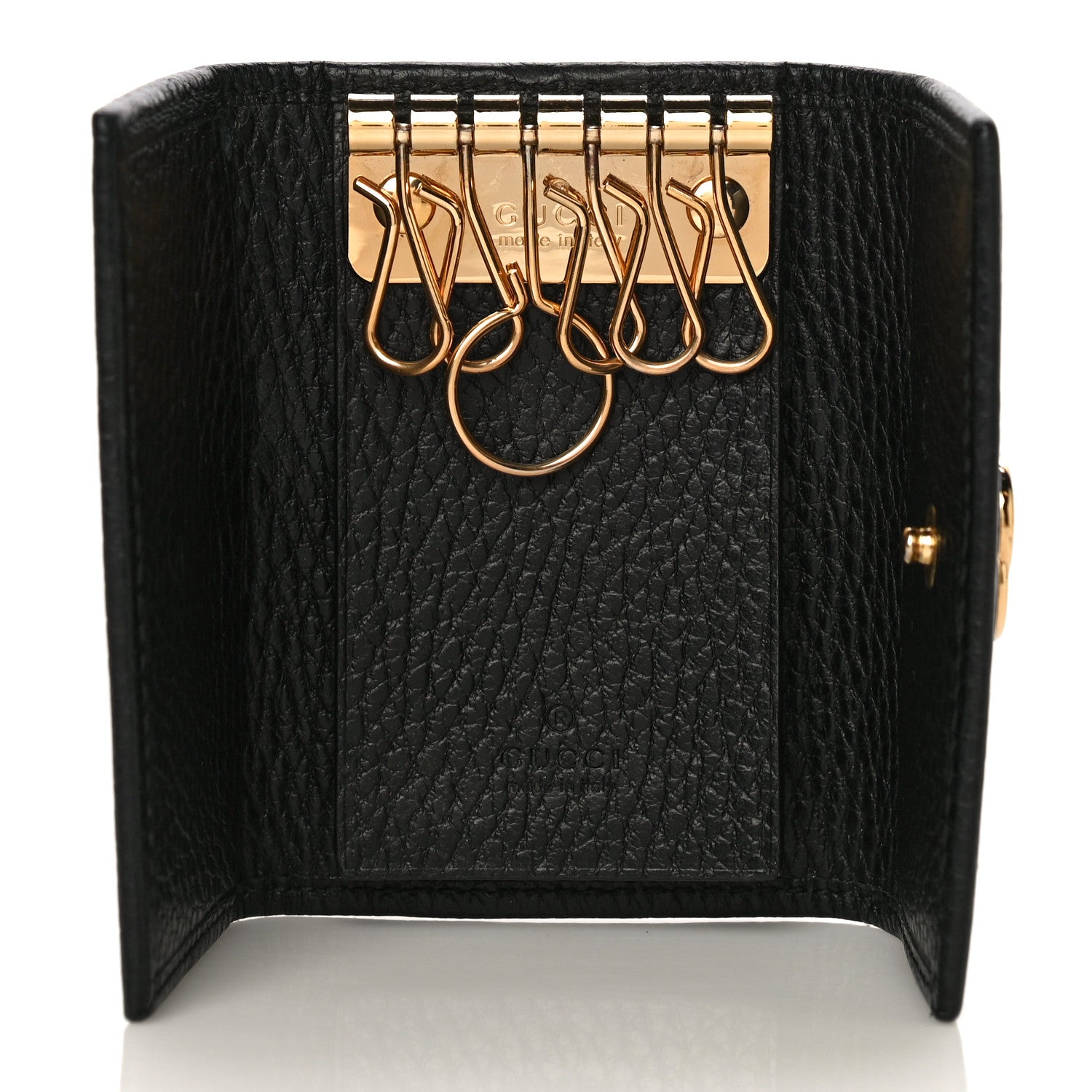 Gucci Pebbled Calfskin GG Marmont 6 Key Holder Black 7 of 9