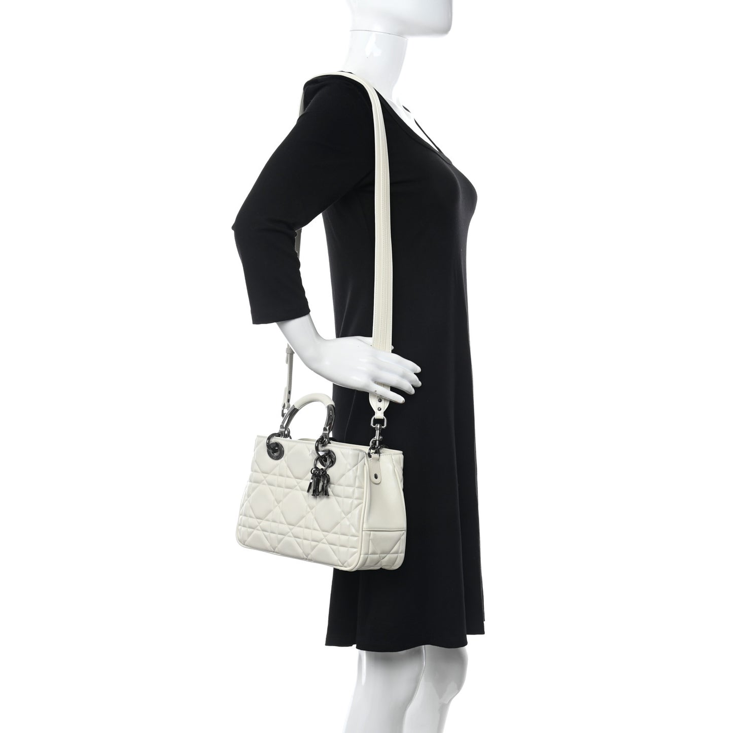 Calfskin Cannage Small The Lady 95.22 Ivory