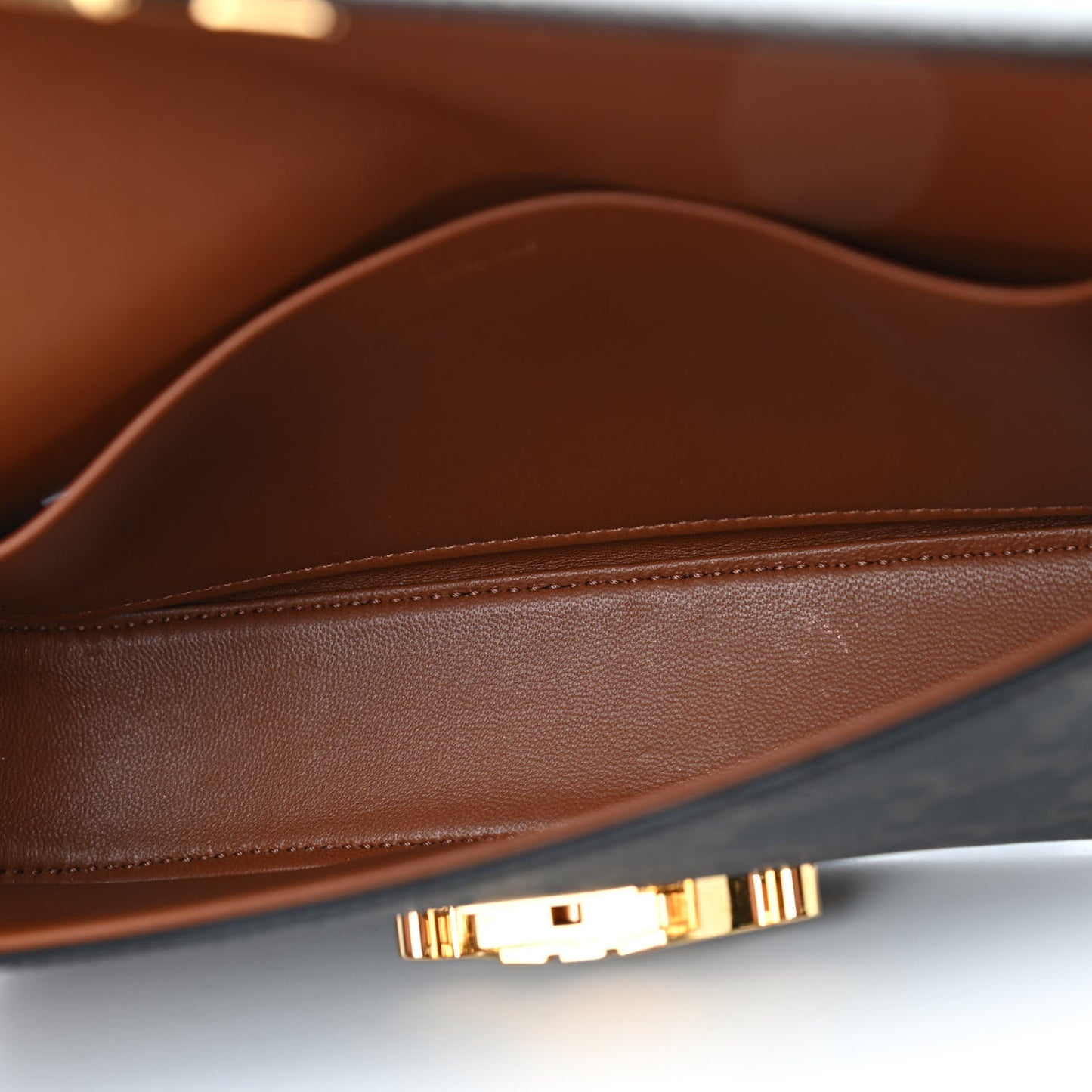 Canvas Calfskin Triomphe Shoulder Bag Tan
