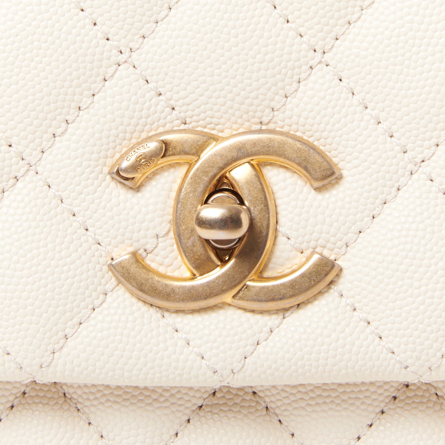 Chanel Caviar Lizard Quilted Small Coco Handle Flap Ivory 9 of 9