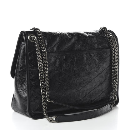 Saint Laurent Crinkled Calfskin Matelasse Monogram Medium Niki Chain Satchel Black 3 of 9