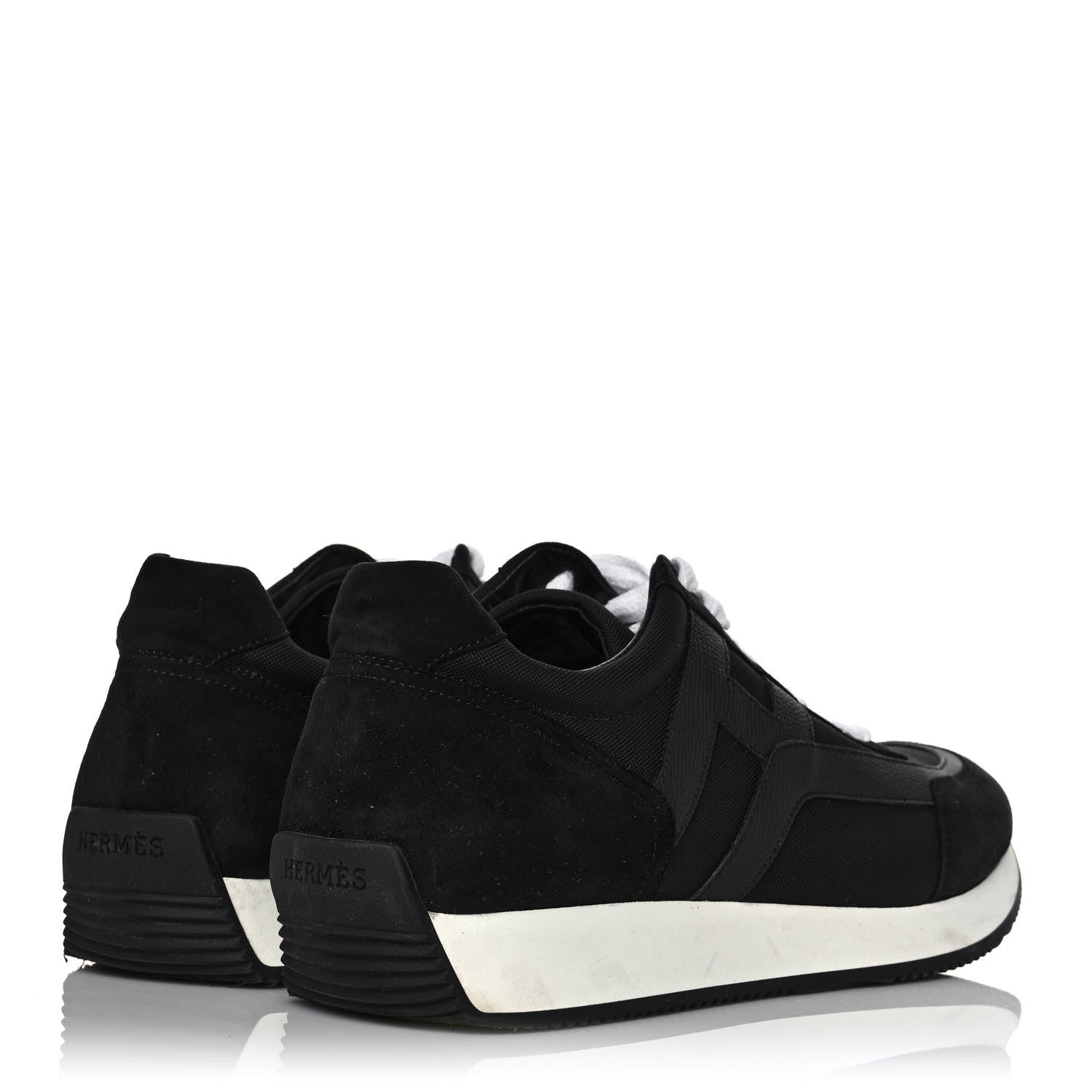 Hermes Suede Epsom Womens Chris Sneakers 40.5 Black 4 of 8