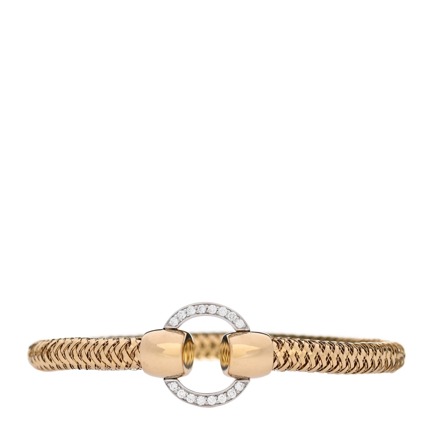 Roberto Coin 18K Yellow White Gold Diamond Primavera Bangle Bracelet 1 of 3