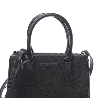 Prada Saffiano Lux Monochrome Mini Galleria Double Zip Tote Black 9 of 9