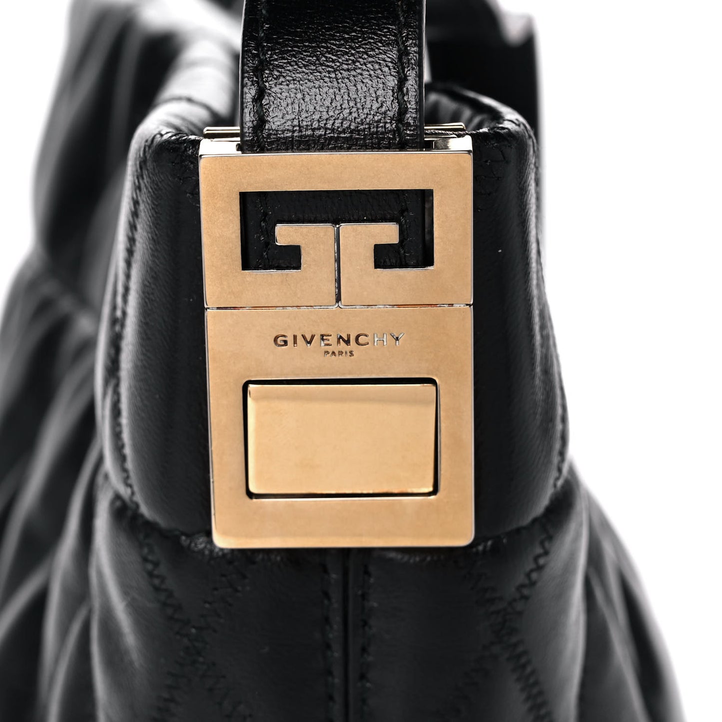 Lambskin Quilted Mini GV Bucket Bag Black