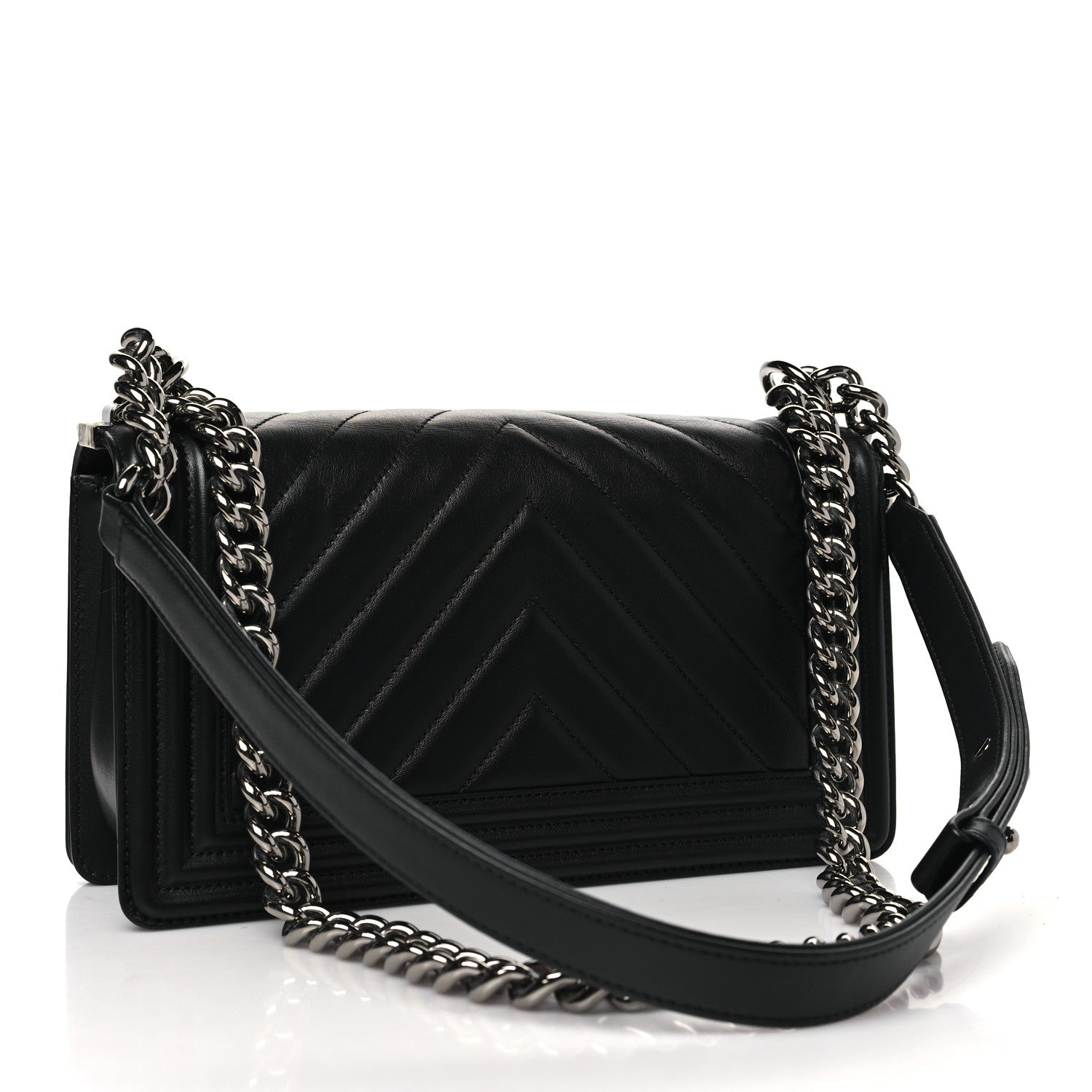 Chanel Calfskin Chevron Quilted Medium Boy Flap Black 3 of 11