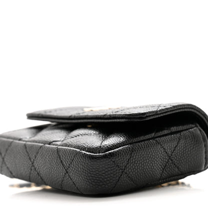 Chanel Caviar Quilted Mini Pearl On Top Coin Purse With Chain Black 11 of 11