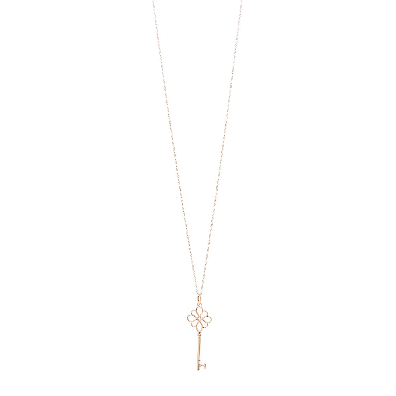 Tiffany 18K Rose Gold Knot Key Pendant Necklace 1 of 5