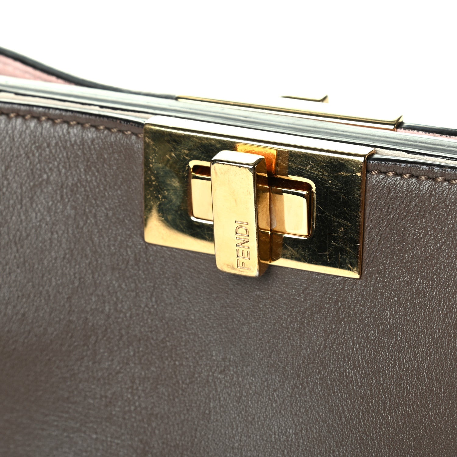 Fendi Vitello Tahiti Burro Bi-Color Medium Peekaboo Iconic Essentially Satchel Maya Camelia Confetto 6 of 7