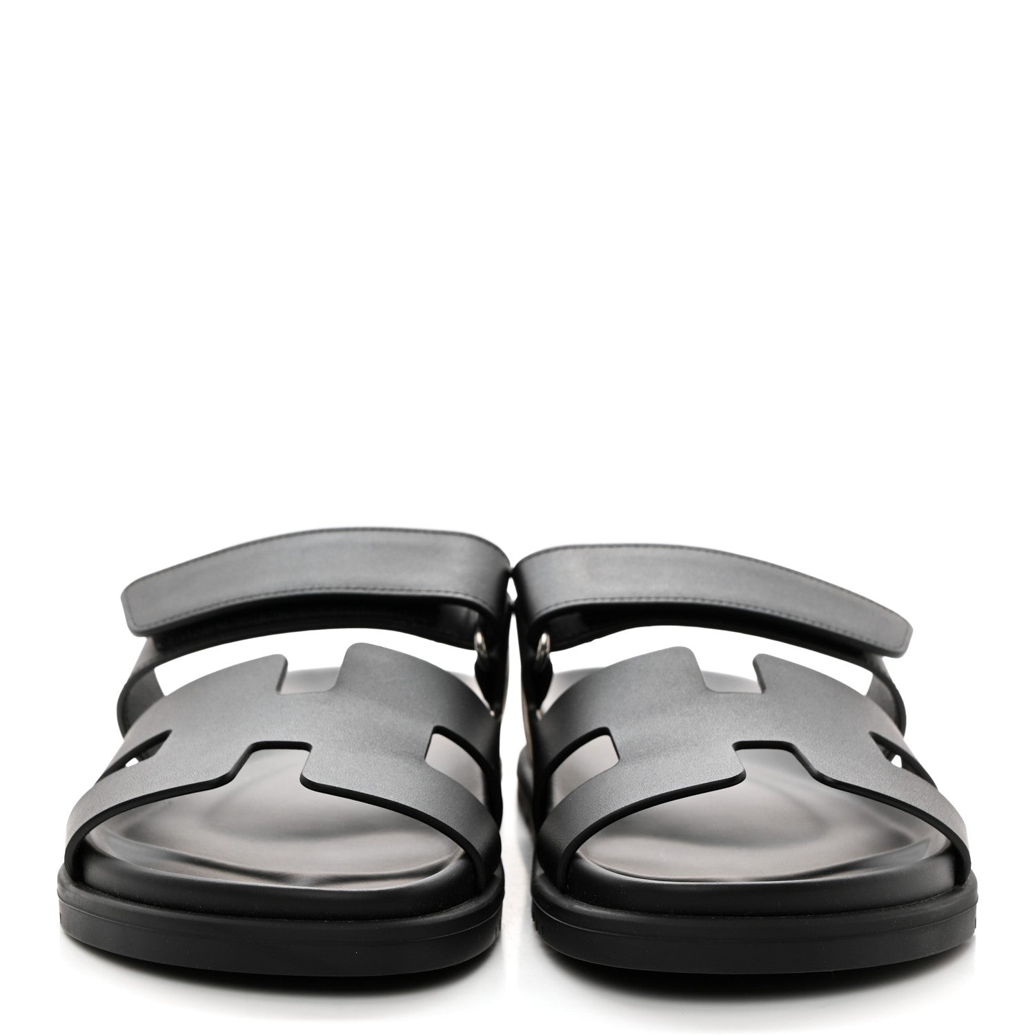 Hermes Calfskin Womens Chypre Sandals 37.5 Black 2 of 9