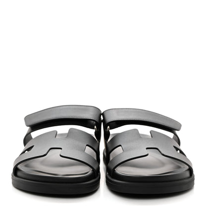 Hermes Calfskin Womens Chypre Sandals 37.5 Black 2 of 9
