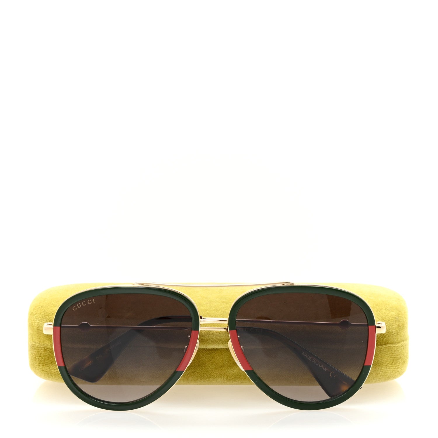 Gucci Acetate Web Aviator Sunglasses GG0062S Green Red 9 of 9