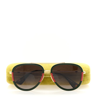 Gucci Acetate Web Aviator Sunglasses GG0062S Green Red 9 of 9