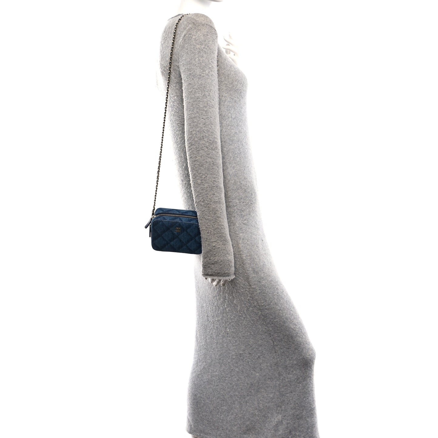 Printed Denim CC Camera Case Blue