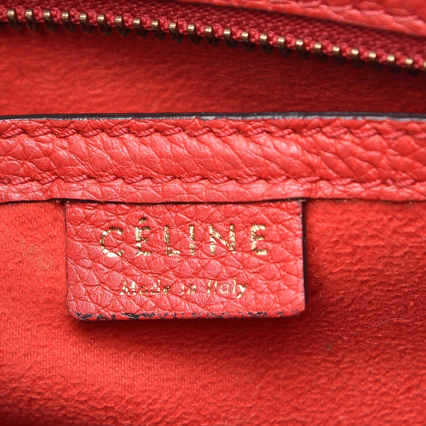 Drummed Calfskin Nano Luggage Coquelicot