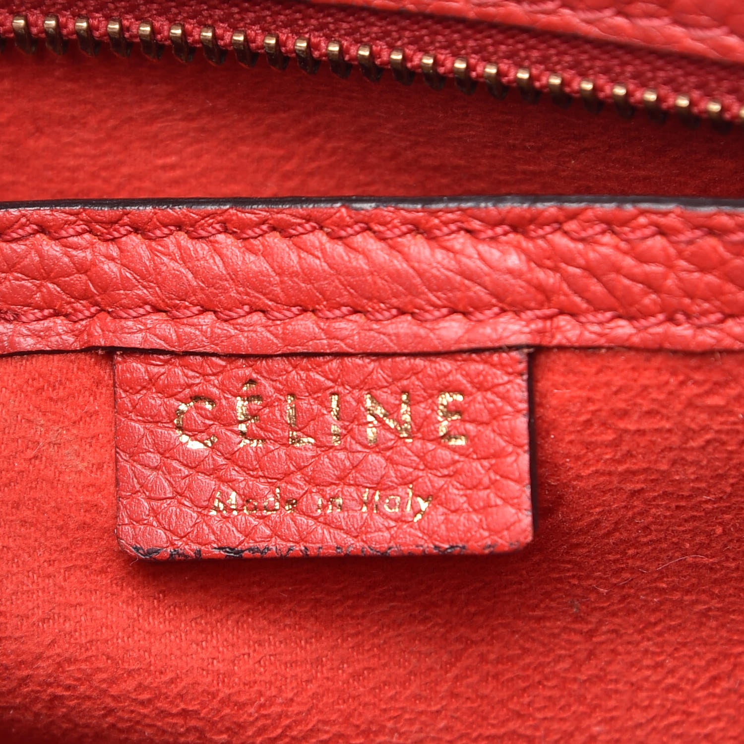 Celine Drummed Calfskin Nano Luggage Coquelicot 6 of 12