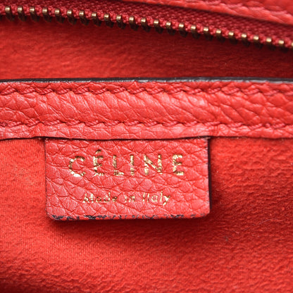 Celine Drummed Calfskin Nano Luggage Coquelicot 6 of 12