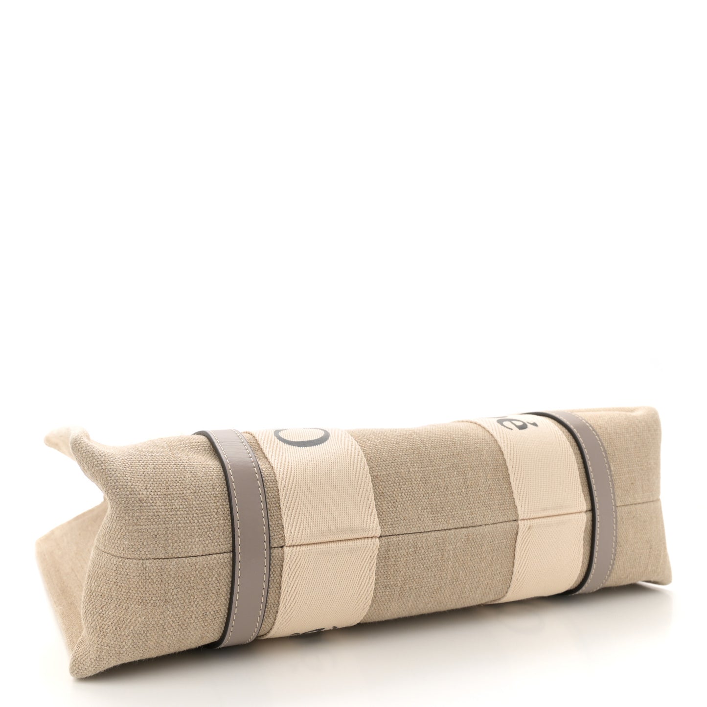 Cotton Calfskin Medium Woody Ribbon Tote Musk Grey