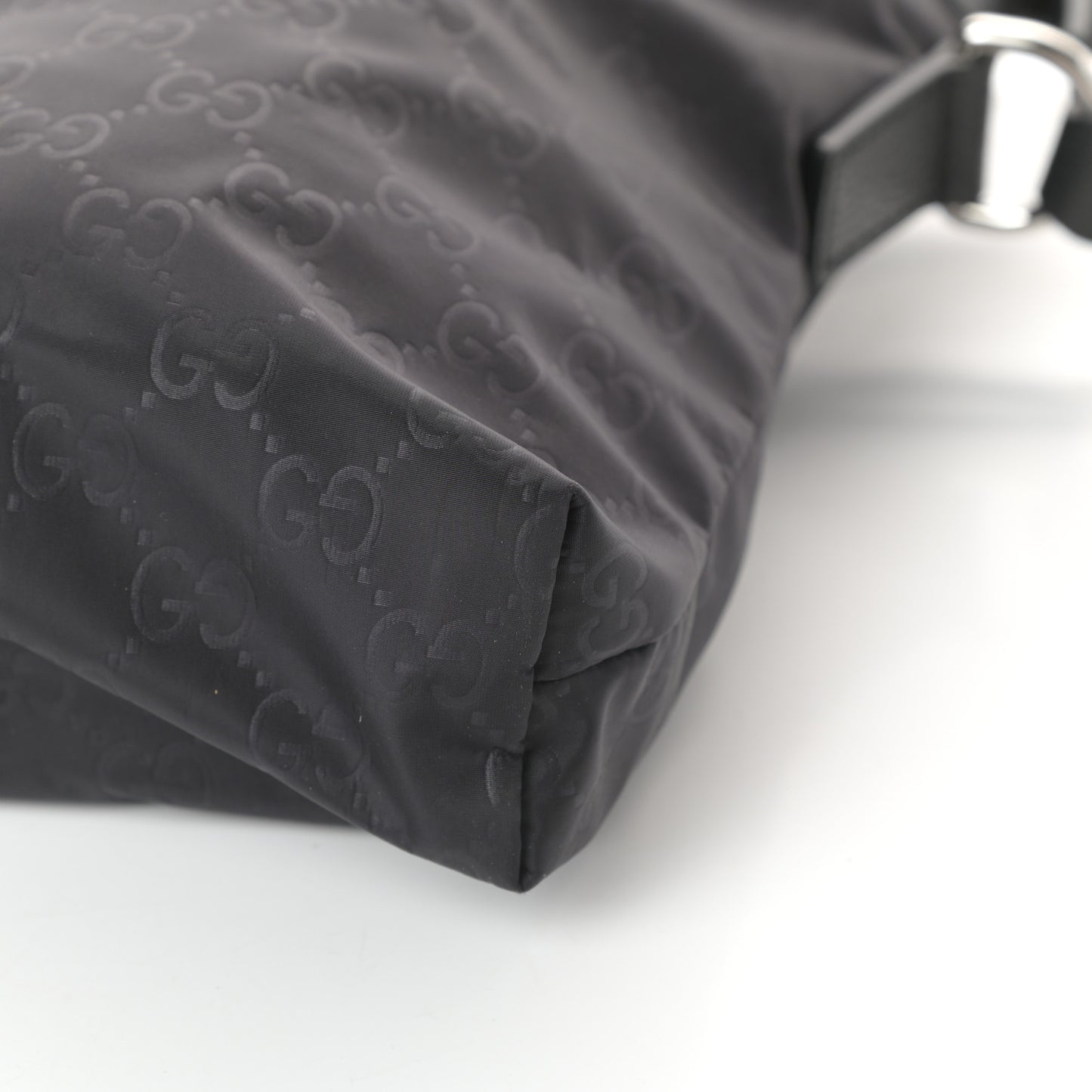 Nylon Monogram Dollar Calfskin Flat Messenger Bag Black