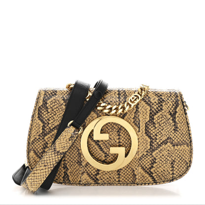 Gucci Roxy Snakeskin Blondie Chain Shoulder Flap Bag Roccia 1 of 12