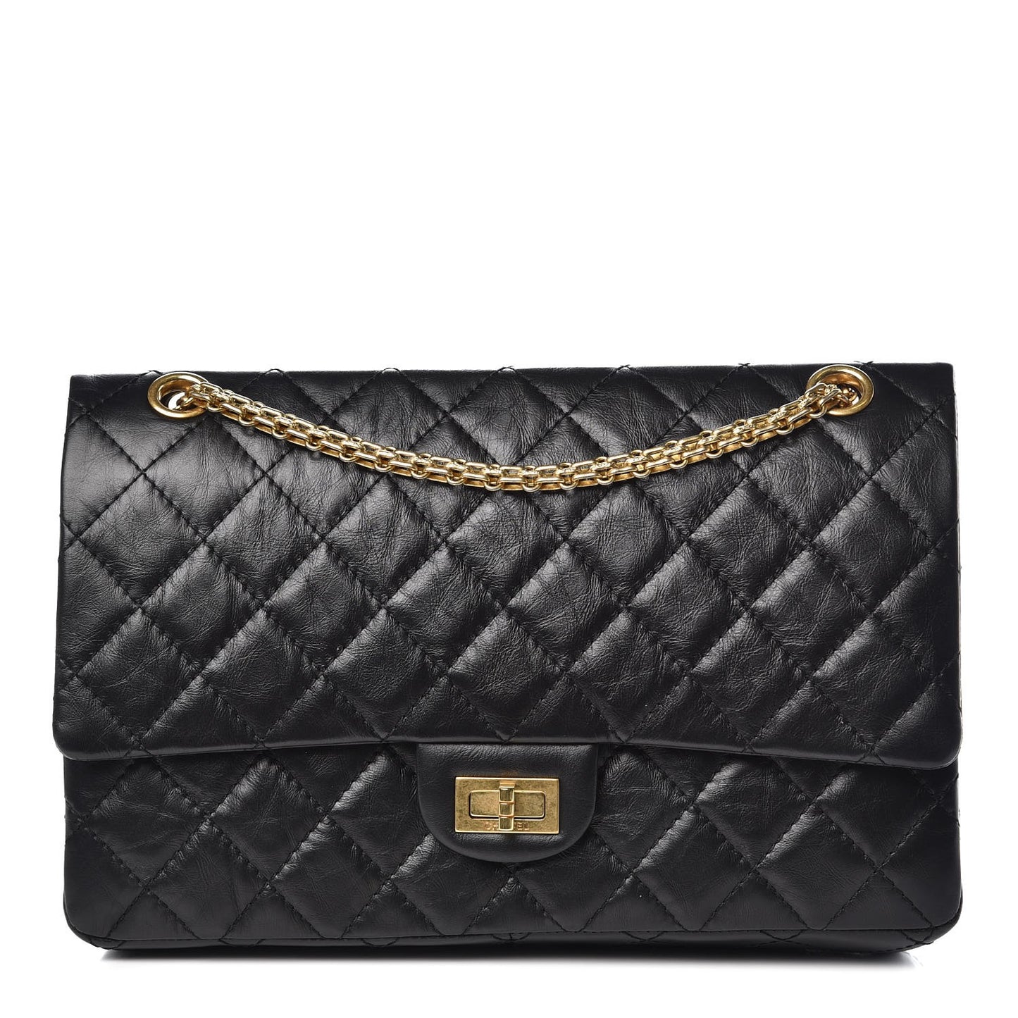 Aged Calfskin Quilted 2.55 Reissue 226 Flap Black