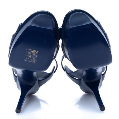 Saint Laurent Calfskin Tribute 75 Platform Sandals 36 Navy 7 of 9