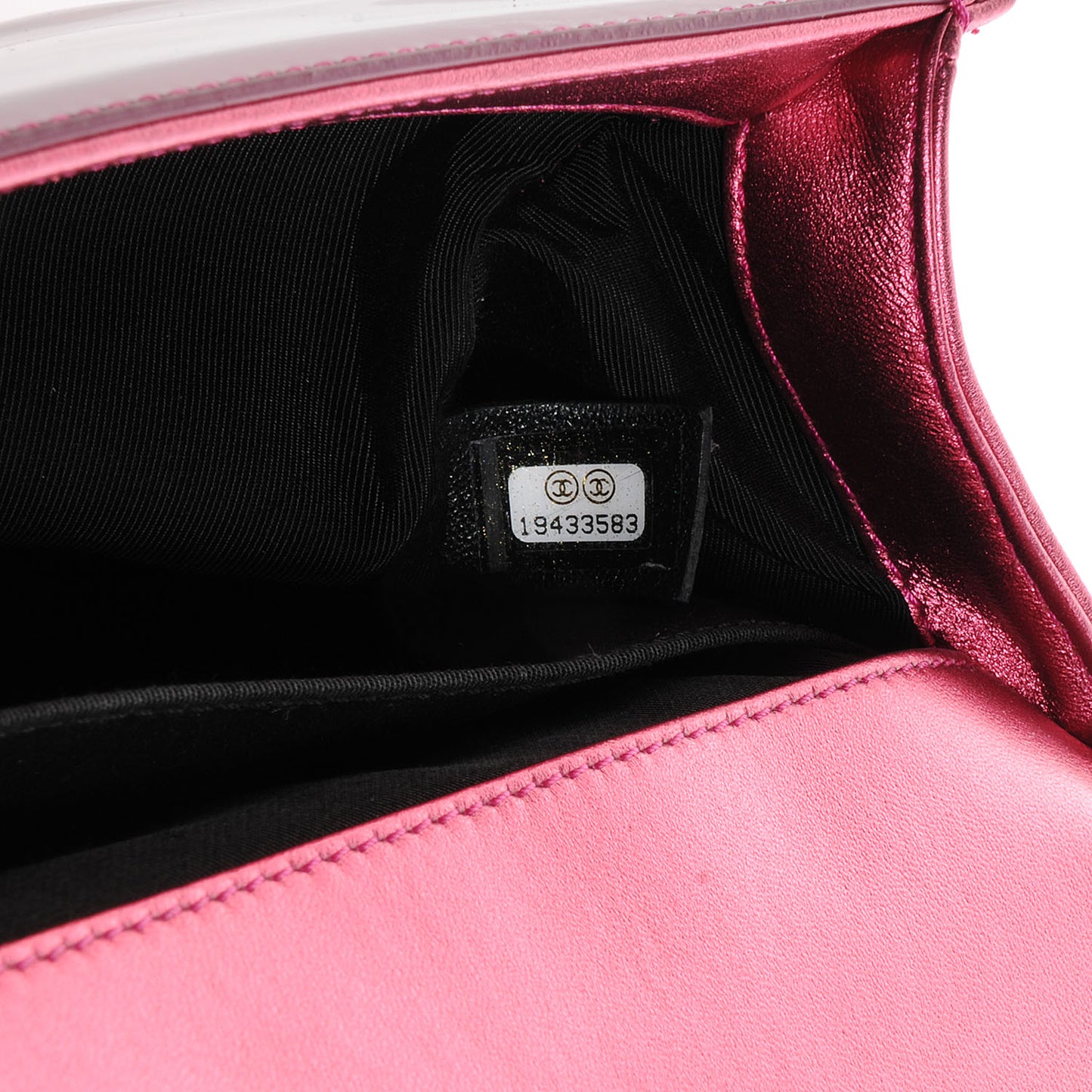 Metallic Patent Calfskin Quilted Medium Boy Flap Pink