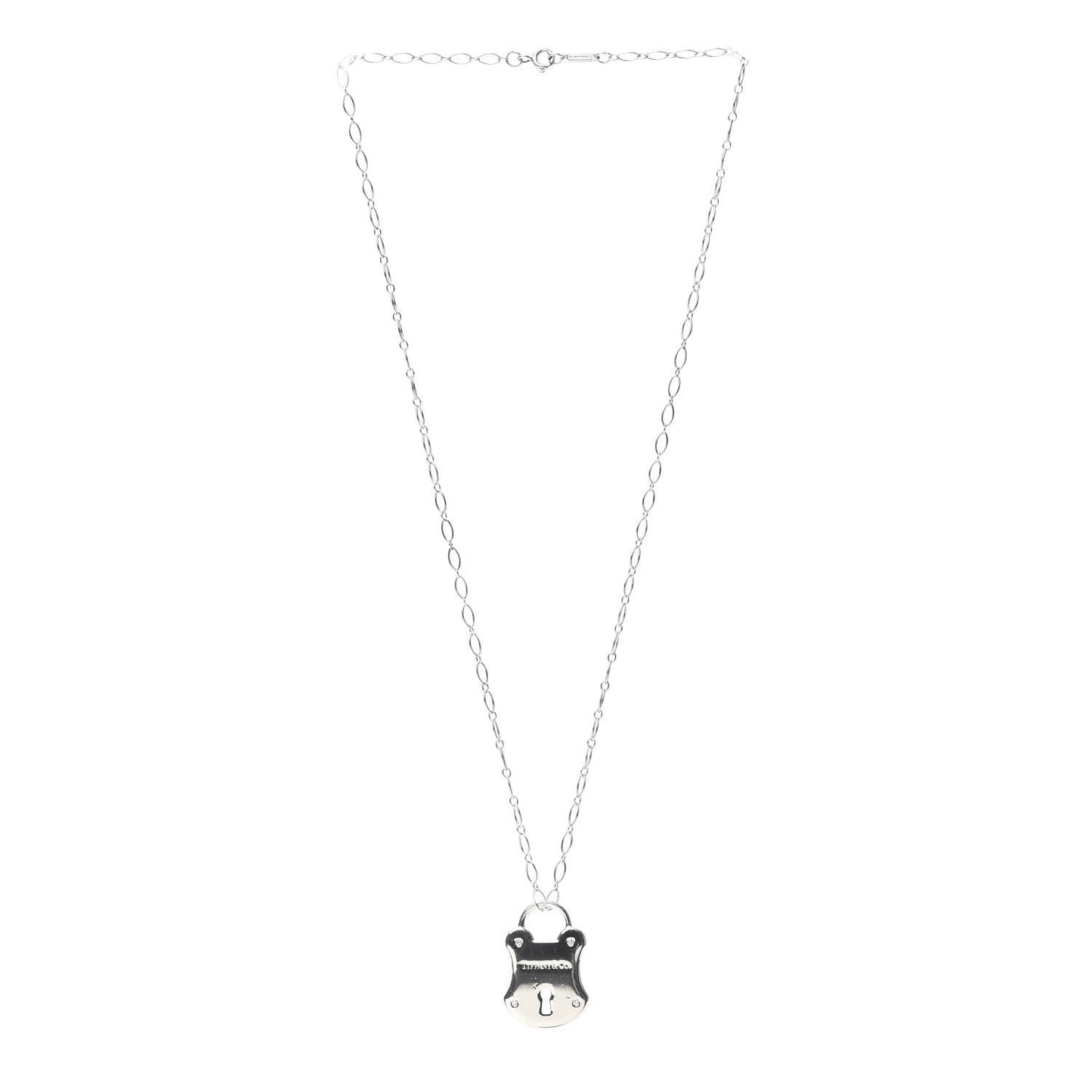 Sterling Silver Diamond Lock Pendant Necklace
