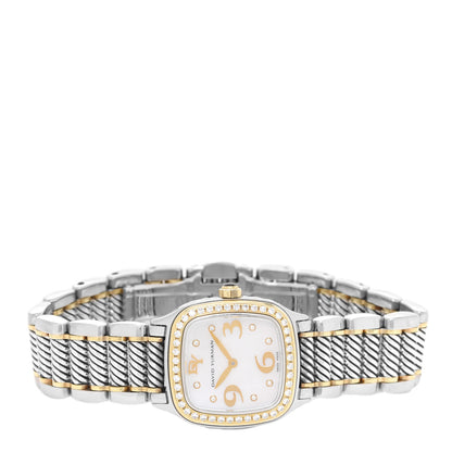David Yurman Stainless Steel 18K Yellow Gold Diamond Mother of Pearl 25mm Thoroughbred Quartz Watch 2 of 5