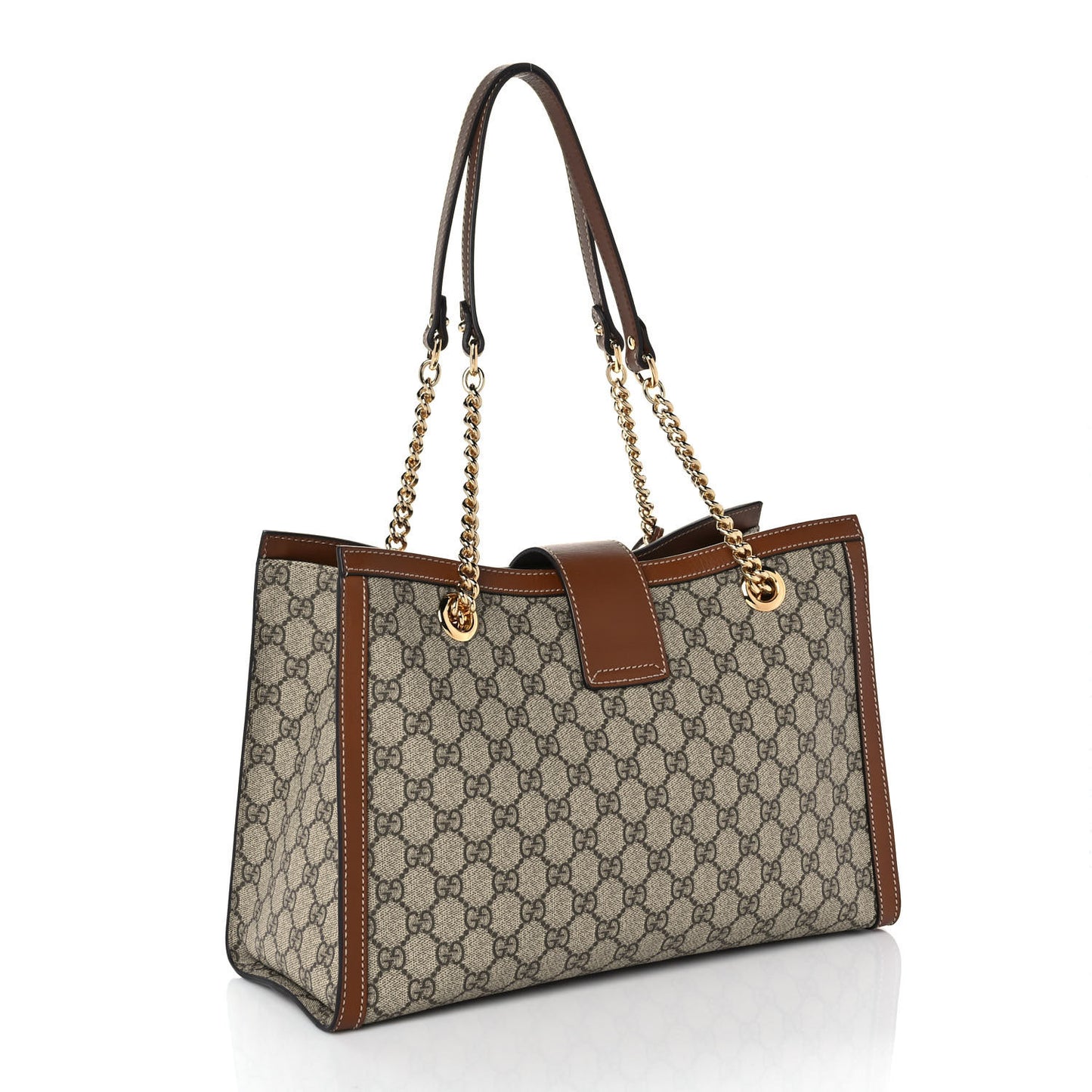 GG Supreme Monogram Medium Padlock Tote Beige Cuir