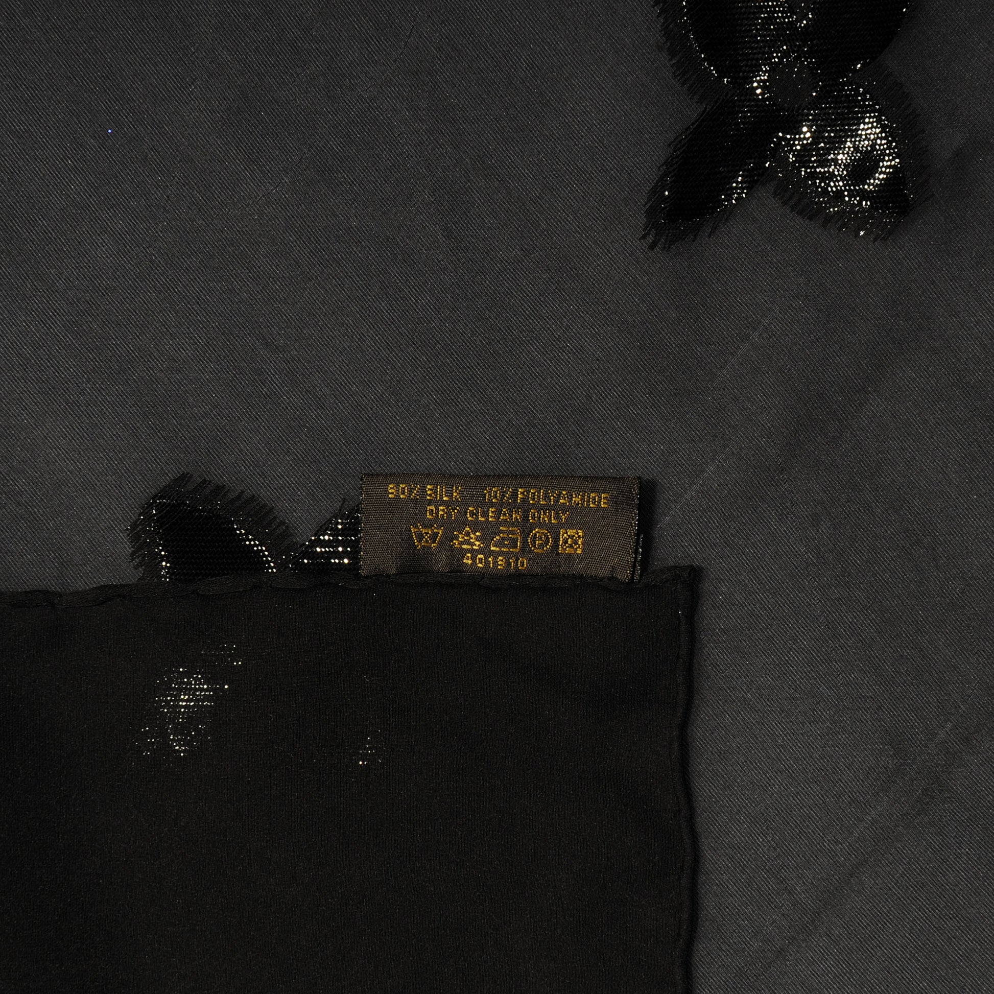 Louis Vuitton Monogram Silk Glitter Stole Black 5 of 5