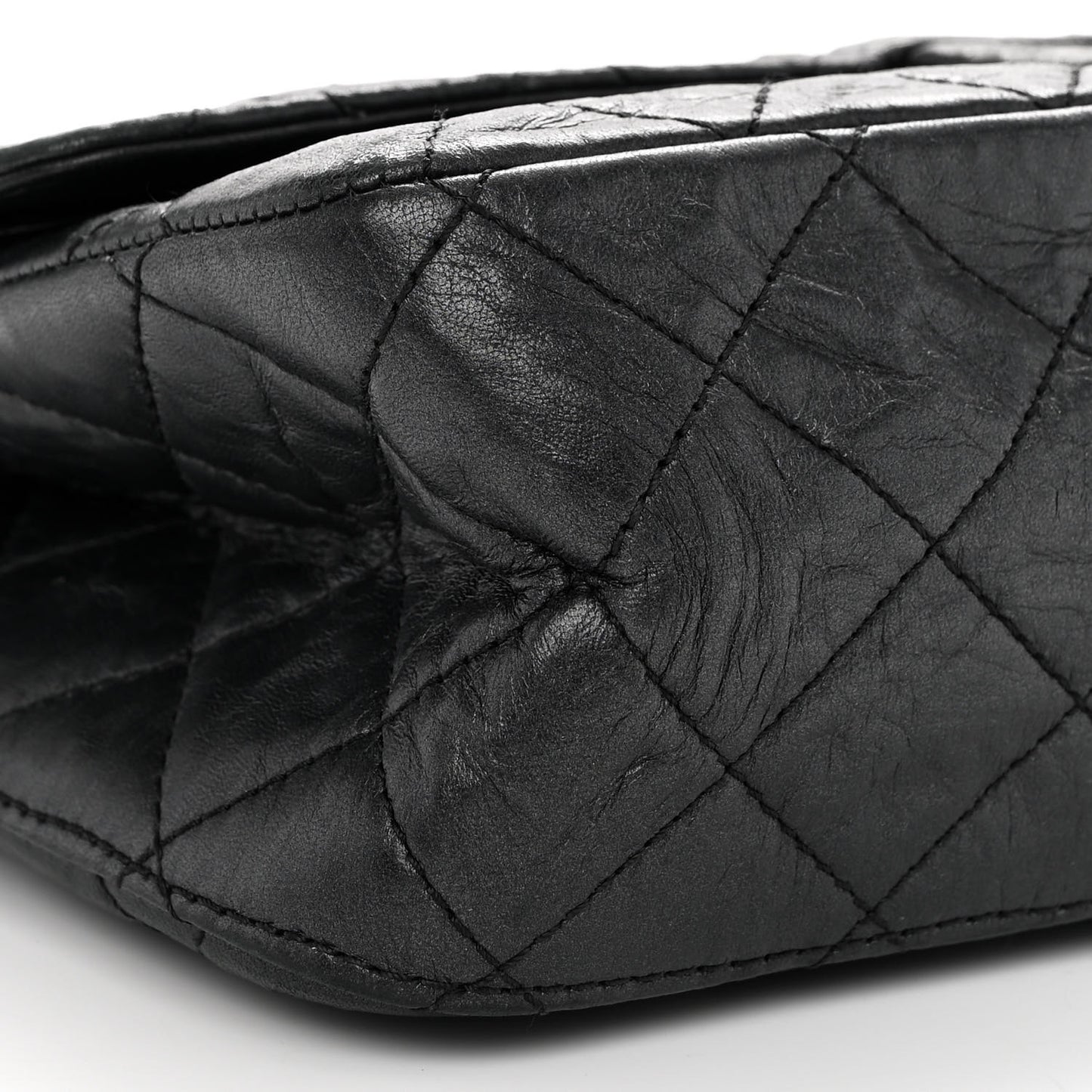 Metallic Aged Calfskin Quilted 2.55 Reissue 227 Flap Black