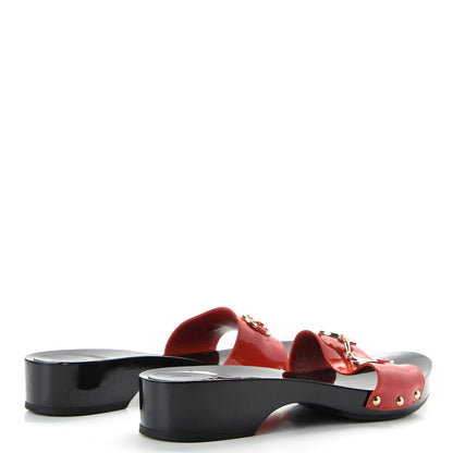 Gucci Vitello Vernice Soft Icon Bit Wood Clogs 8 Orange 4 of 9