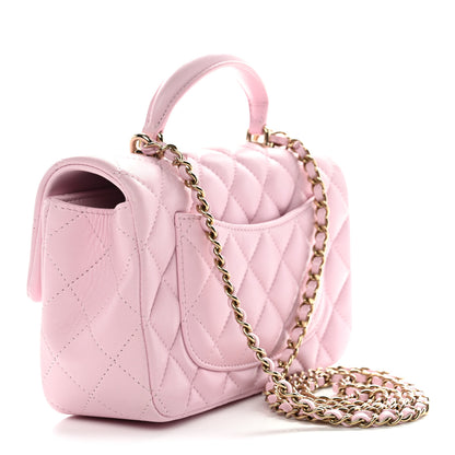Chanel Lambskin Quilted Mini Top Handle Rectangular Flap Light Pink 3 of 11