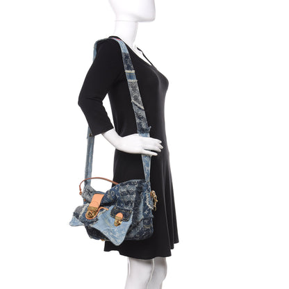 Louis Vuitton Denim Patchwork Posty Messenger Bag Blue 2 of 12
