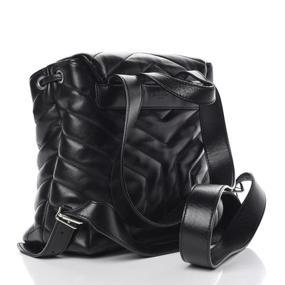 Saint Laurent Calfskin Y Quilted Monogram Small Loulou Backpack Black 3 of 12