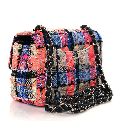 Chanel Tweed Quilted Mini Rectangular Flap Blue Orange Yellow 2 of 10