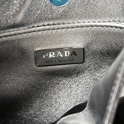 Prada Spazzolato Concert Printed Cleo Shoulder Bag Argento 5 of 8