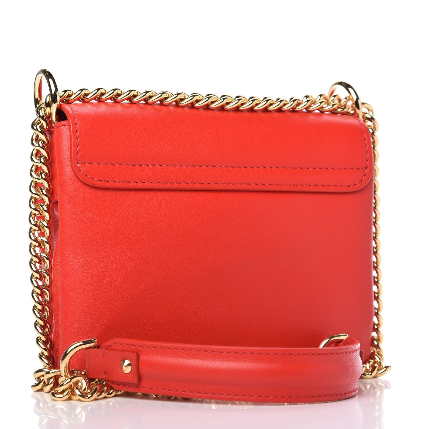Calfskin Small Twin Skull Chain Crossbody Red