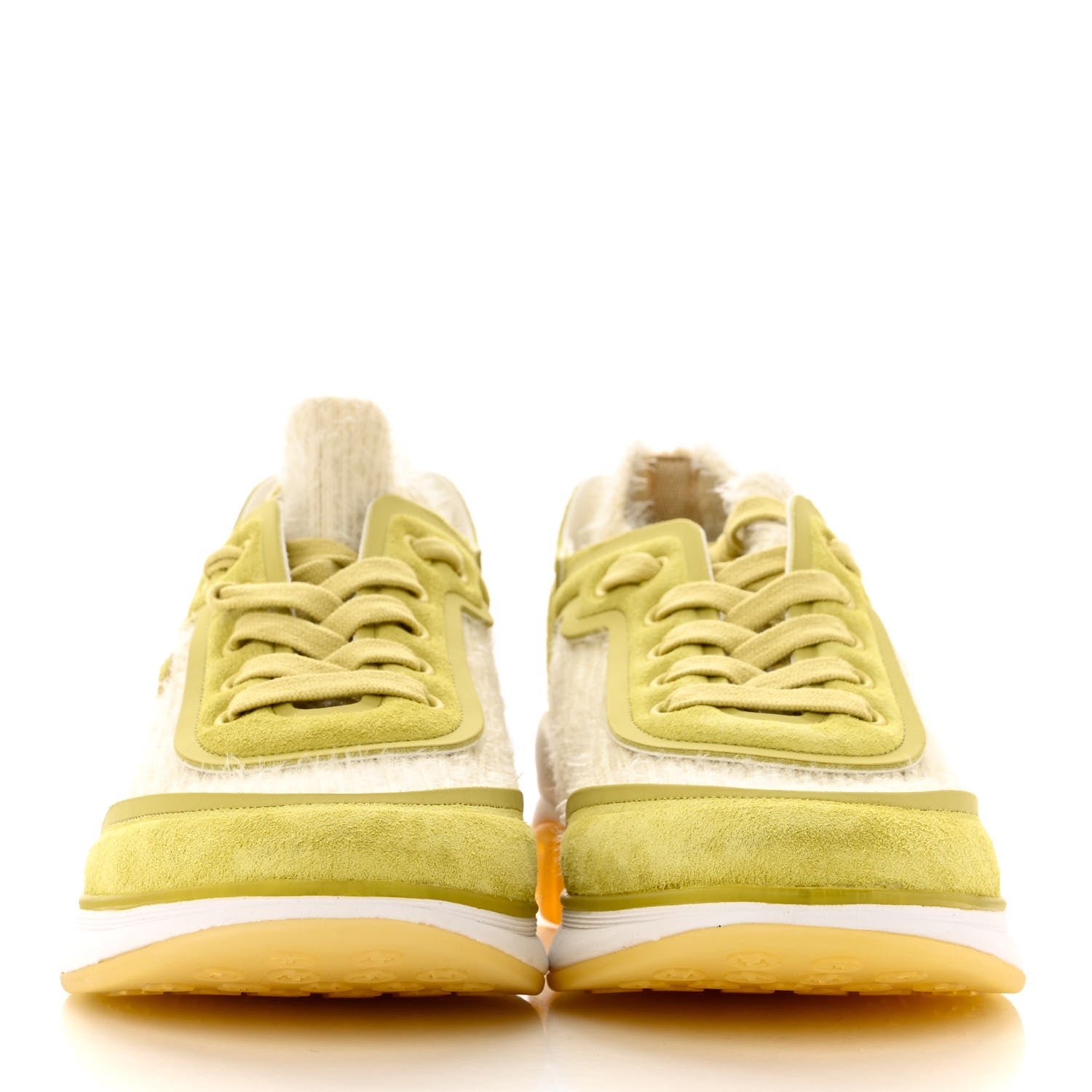 Chanel Suede Calfskin Stretch Fabric CC Sneakers 38.5 Yellow 2 of 6