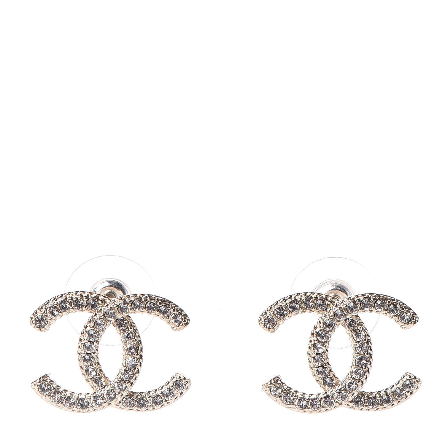Chanel Crystal CC Earrings Gold 1 of 5